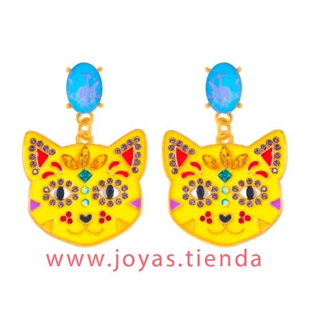 Pendientes Gato Amarillo Halloween