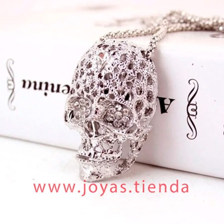 Llavero Calavera Plateada Circonitas
