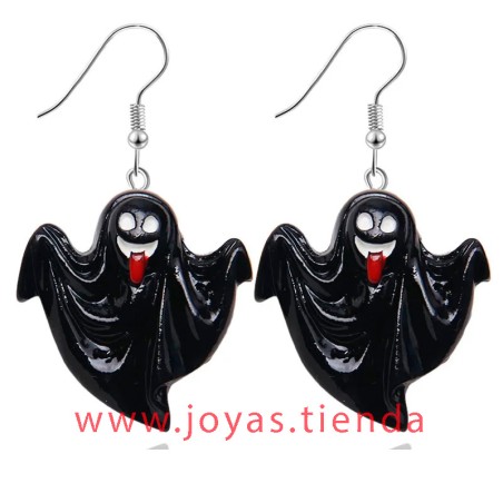 Pendientes Fantasma Negro Lengua Halloween