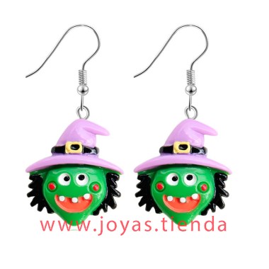 Pendientes Bruja Verde Halloween