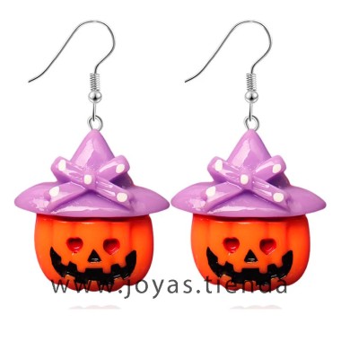 Pendientes Calabaza Gorro Morado Halloween