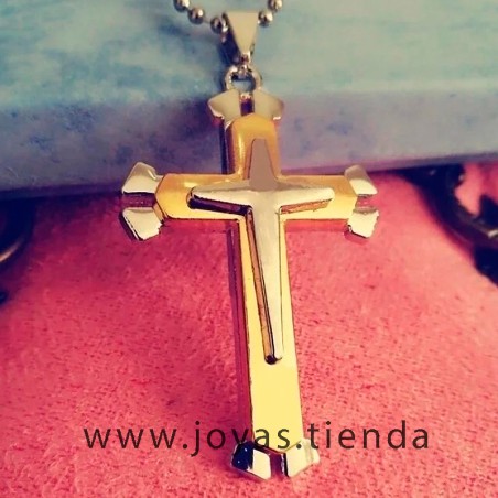 Colgante Cruz Dorado Plateado Hombre