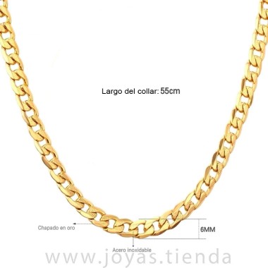 Collar de Cadena Plana Dorada 55cm