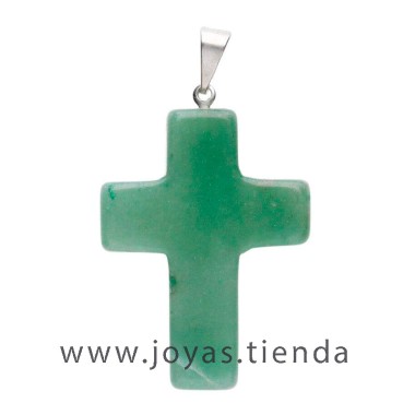 Colgante Cruz de Cuarzo Verde
