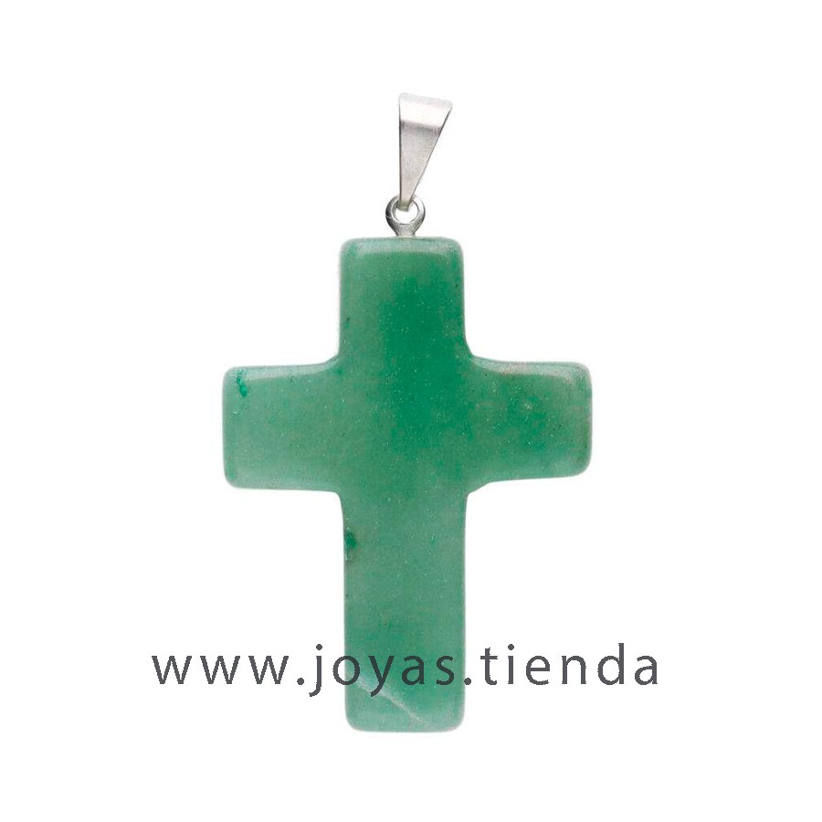 Colgante Cruz de Cuarzo Verde