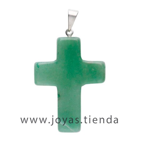 Colgante Cruz de Cuarzo Verde
