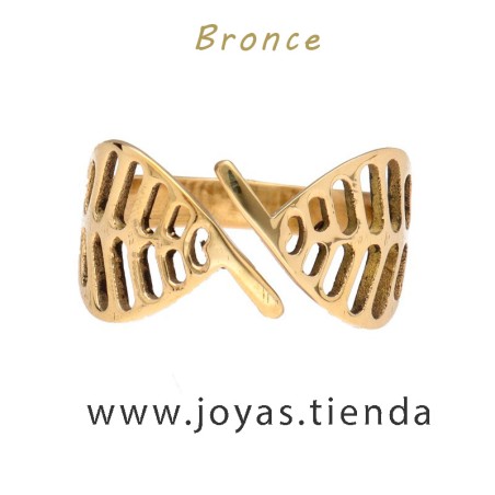 Anillo de Bronce Doble Hoja