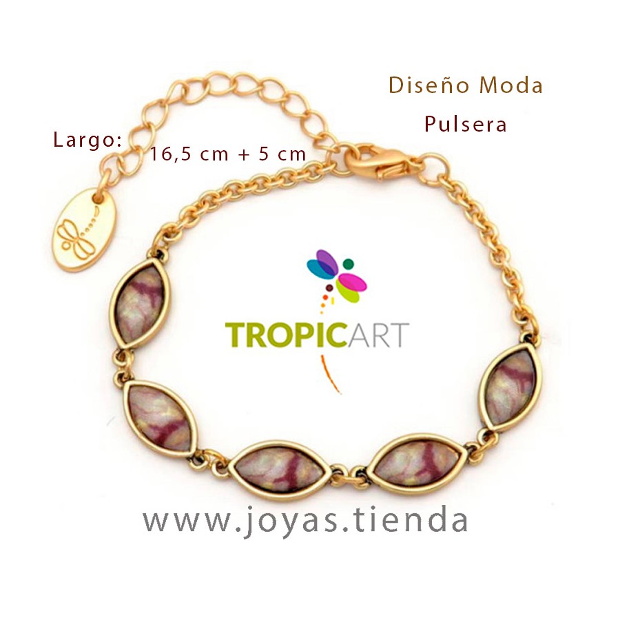 Pulsera Elisa Dorado y Burdeos