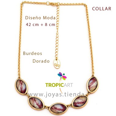 Collar Elisa Dorado y Burdeos
