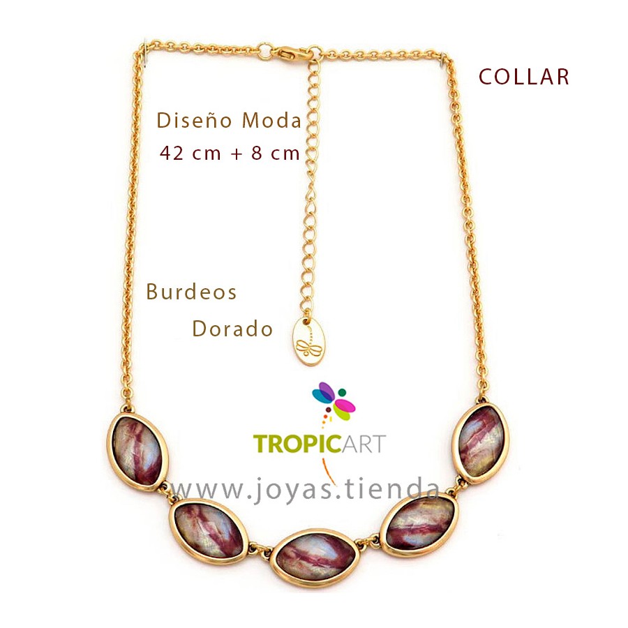 Collar Elisa Dorado y Burdeos