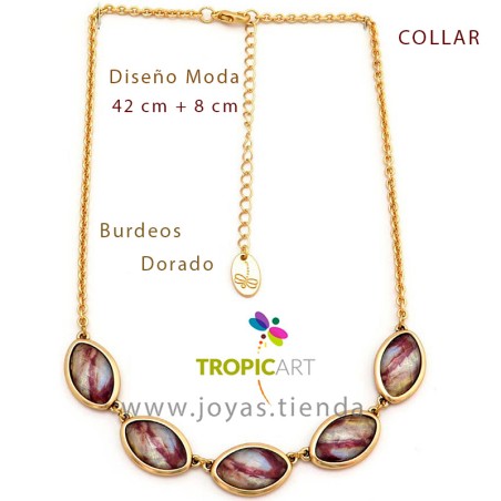 Collar Elisa Dorado y Burdeos