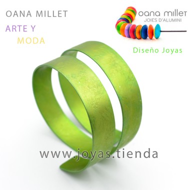 Pulsera Ancha Arco Verde Frontal