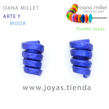 Pendientes espiral azules detalle