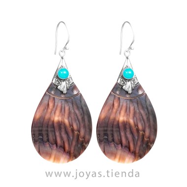 Pendientes Madreperla Turquesa Plata 925