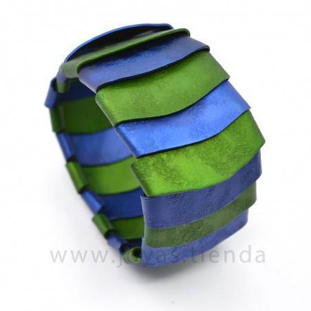 Pulsera de aluminio azul y verde