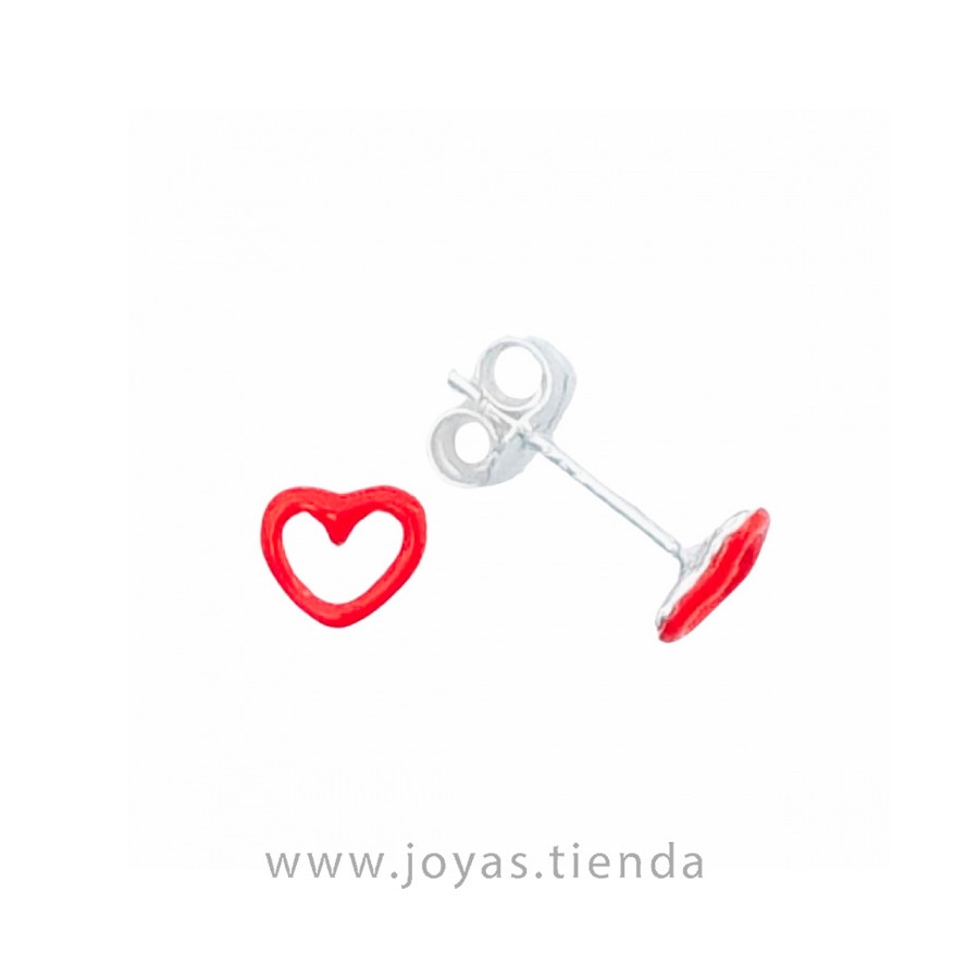 Pendiente Plata 925 Corazón Rojo