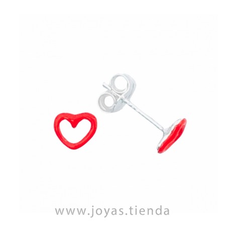 Pendiente Plata 925 Corazón Rojo