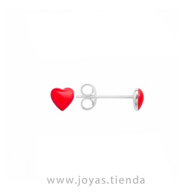 Pendiente Plata 925 Mini Corazón Rojo