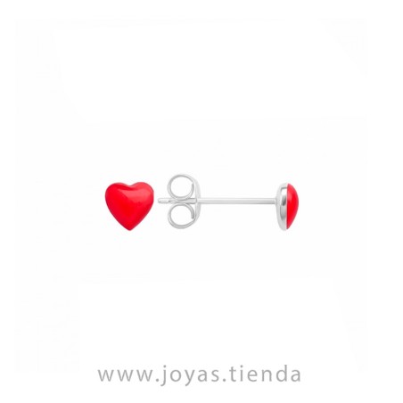 Pendiente Plata 925 Mini Corazón Rojo