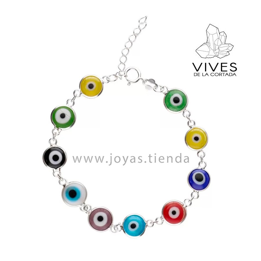 Pulsera Plata Ley 925 Ojos Turcos 9mm