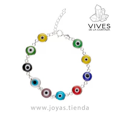 Pulsera Plata Ley 925 Ojos Turcos 6mm