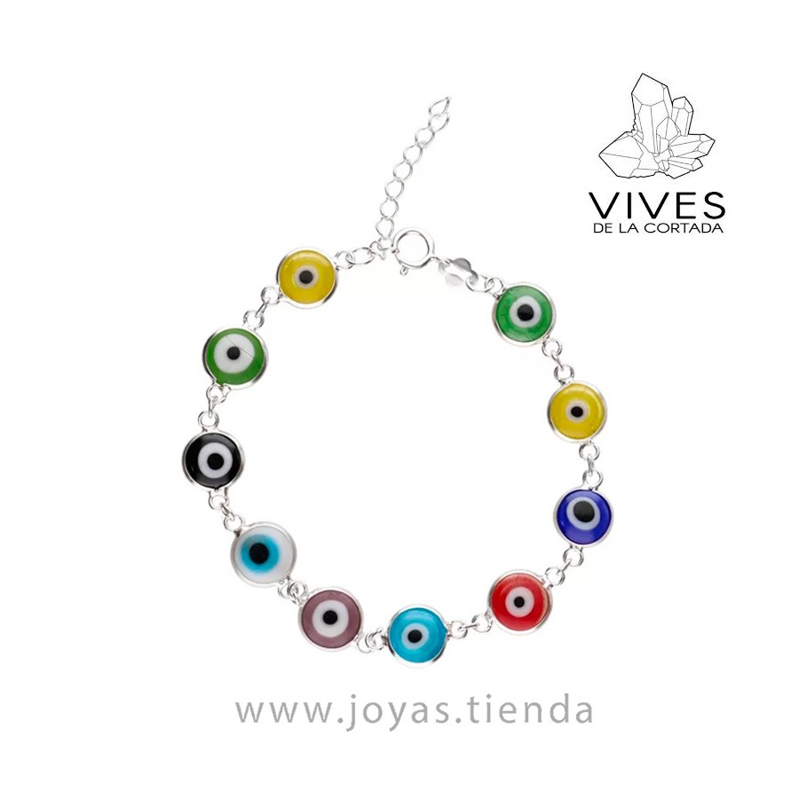 Pulsera Plata Ley 925 Ojos Turcos 6mm