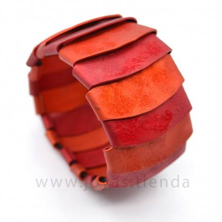 Pulsera de aluminio rojo y naranja