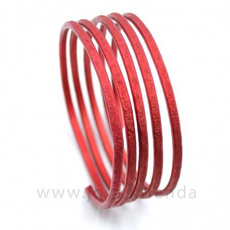 Pulsera ancha en espiral roja