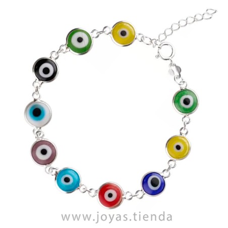 Pulsera Plata Ley 925 Ojos Turcos 9mm