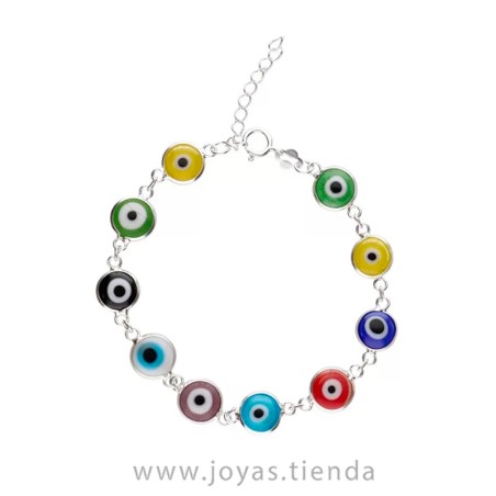Pulsera Plata Ley 925 Ojos Turcos 6mm