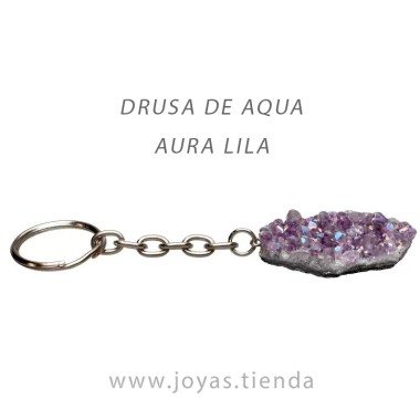 Llavero de Drusa de Aqua Aura Lila Tumbada