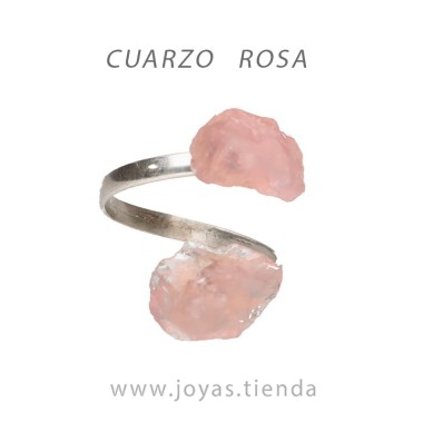 Anillo de Plata con Cuarzo Rosa en Bruto