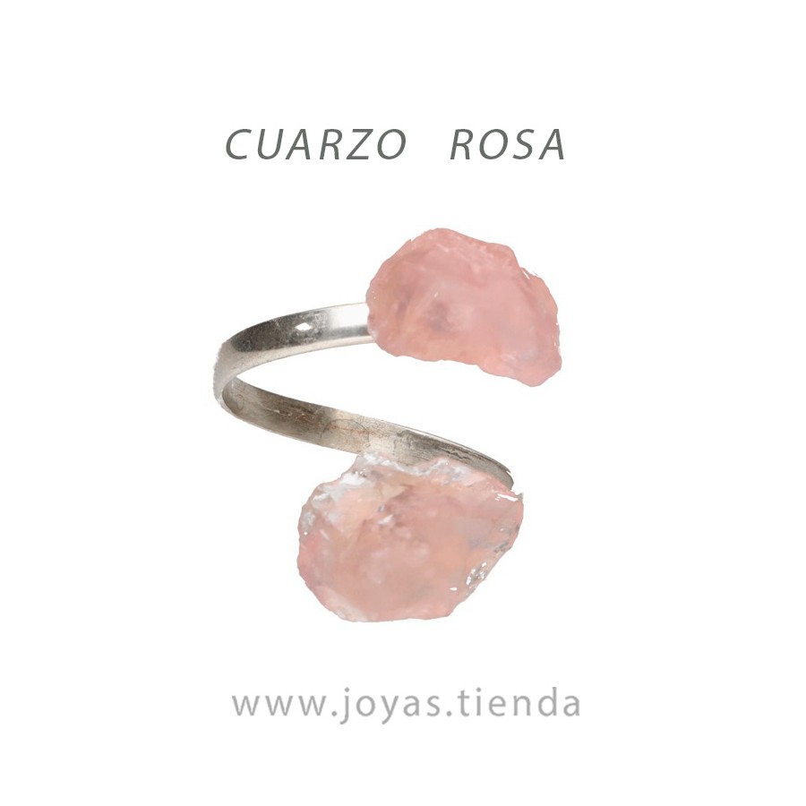 Anillo de Plata con Cuarzo Rosa en Bruto