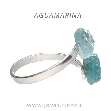 Anillo de Plata con Aguamarina en Bruto