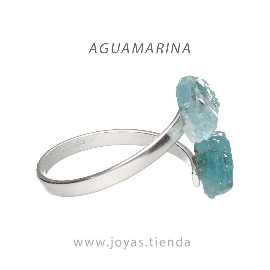 Anillo de Plata con Aguamarina en Bruto