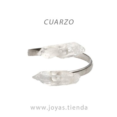 Anillo de Plata con Cuarzo en Bruto frontal