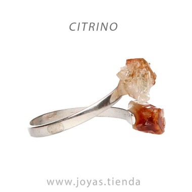 Anillo de Plata con Citrino en Bruto tumbado