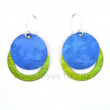 Pendientes redondos azules y verdes