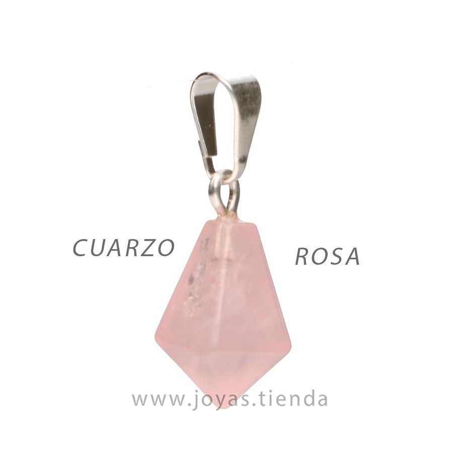 Colgante de Cuarzo Rosa Pentagonal