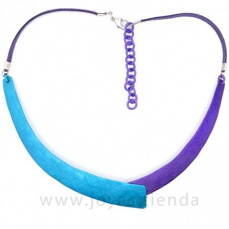 Collar colores aguamarina y morado