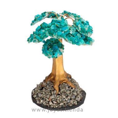 Árbol Mini Crisocola con Base de Pirita