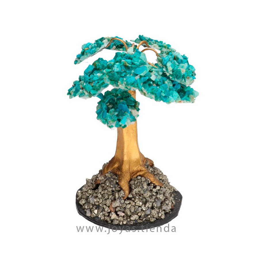 Árbol Mini Crisocola con Base de Pirita