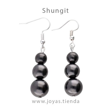Pendientes de Shungit Triple Esfera