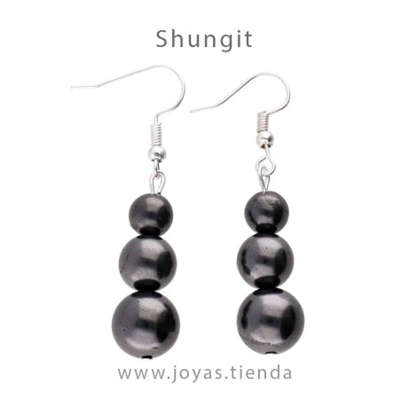 Pendientes de Shungit Triple Esfera