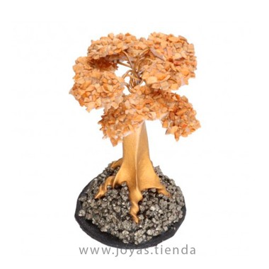 Árbol Mini Jaspe Amarillo con Base de Pirita