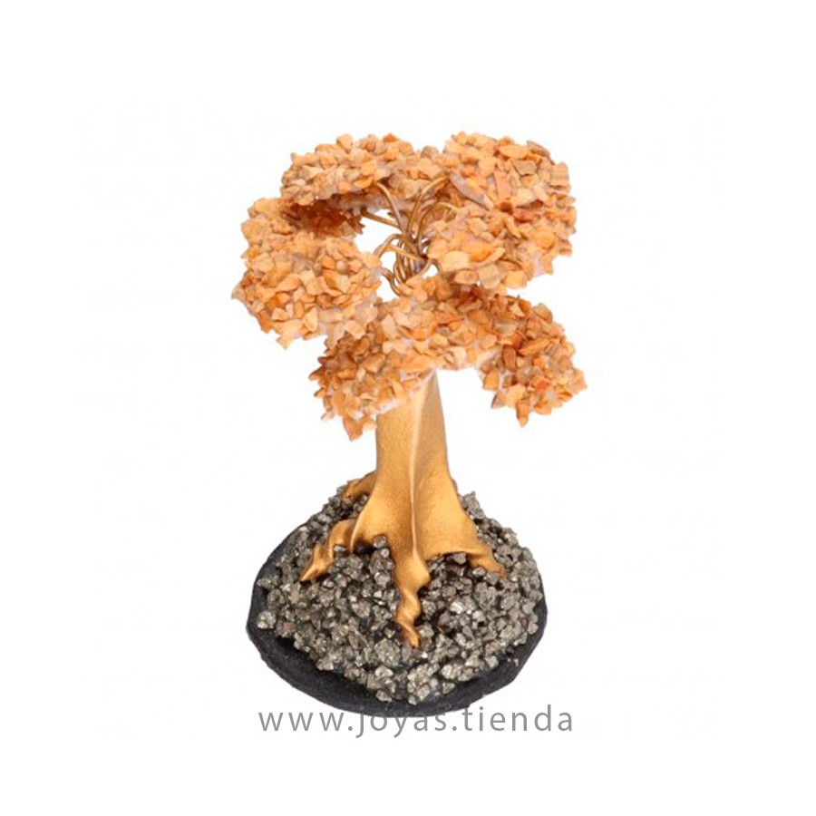 Árbol Mini Jaspe Amarillo con Base de Pirita