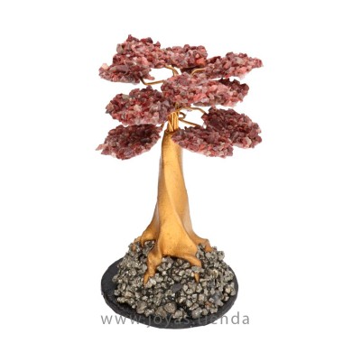 Árbol Mini Jaspe Rojo con Base de Pirita