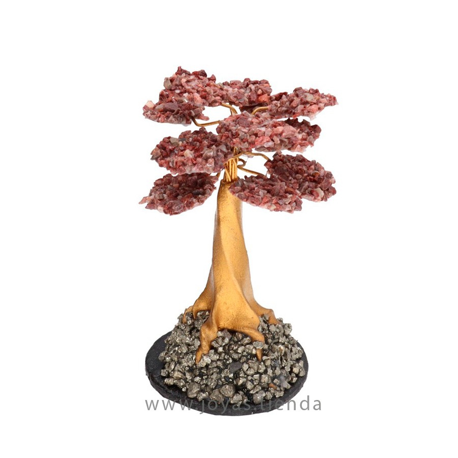 Árbol Mini Jaspe Rojo con Base de Pirita