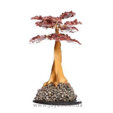 Árbol Mini Jaspe Rojo con Base de Pirita 2
