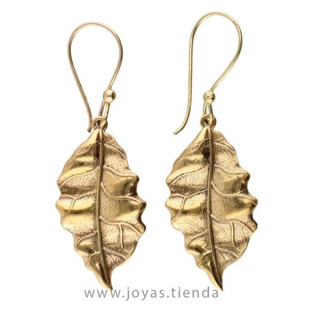 Pendientes de Bronce Hoja de Encina